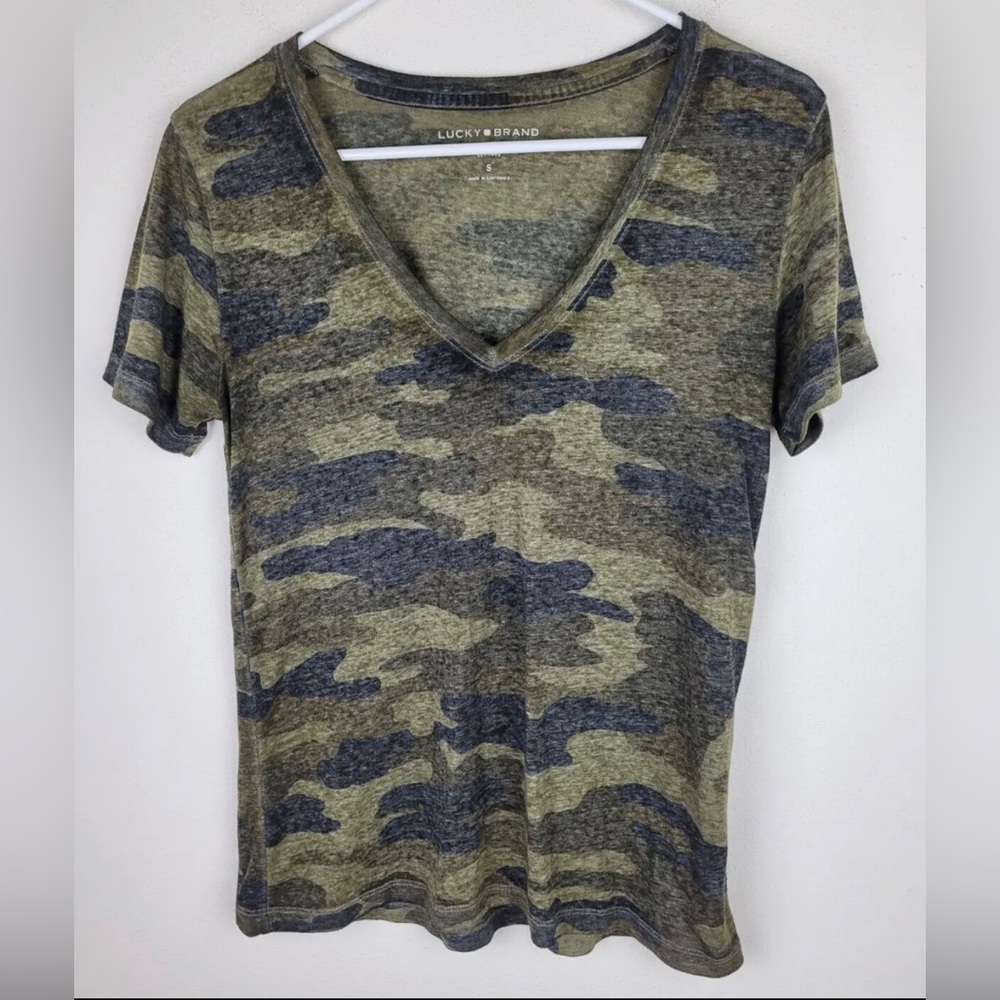 Lucky Brand Women's Camo Burnout T Shirt
